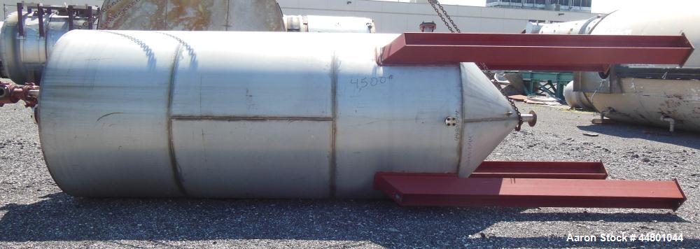 Used Par Piping & Fabrication Tank, 2500 Gallon, 321 Stainless Steel, Vertical. 72" Diameter x 144" straight side, coned top & bottom, (1) spray nozzle. Openings top (2) 2", 6", 19" man way with cove...