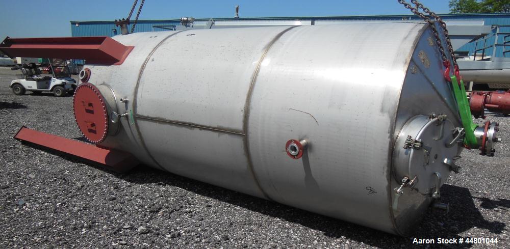 Used Par Piping & Fabrication Tank, 2500 Gallon, 321 Stainless Steel, Vertical. 72" Diameter x 144" straight side, coned top & bottom, (1) spray nozzle. Openings top (2) 2", 6", 19" man way with cove...