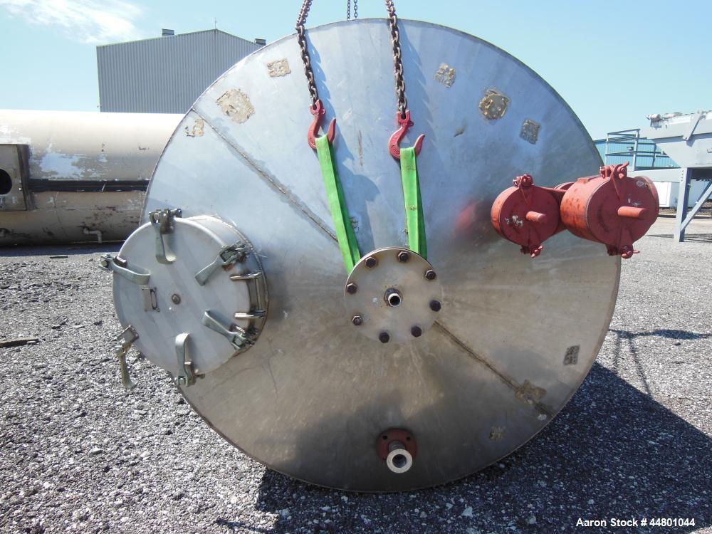 Used Par Piping & Fabrication Tank, 2500 Gallon, 321 Stainless Steel, Vertical. 72" Diameter x 144" straight side, coned top & bottom, (1) spray nozzle. Openings top (2) 2", 6", 19" man way with cove...