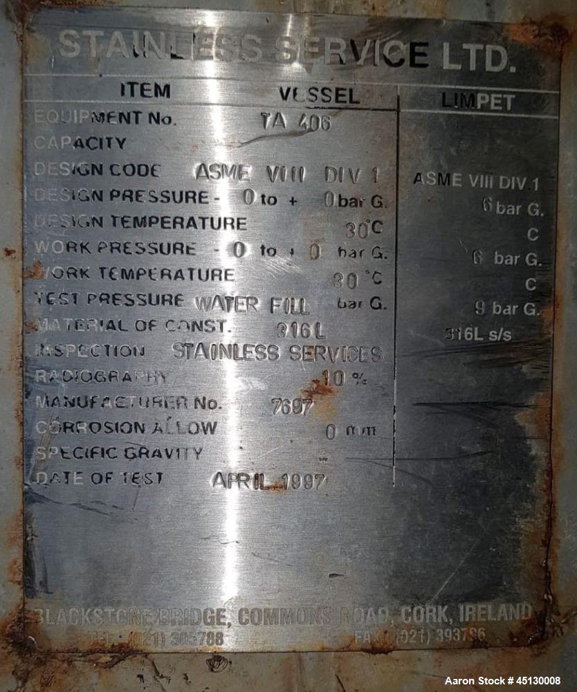 Used 1190 Gallon Stainless Steel Services LTD Open Mixing Tank