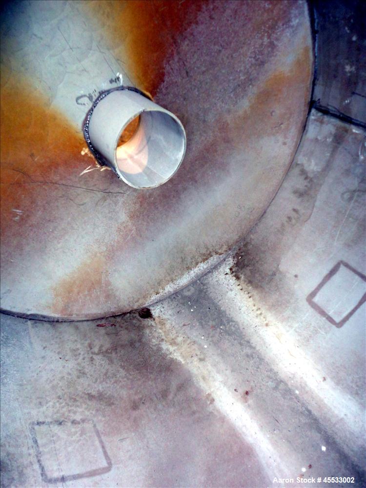 Used 1244 Gallon, 316 Stainless Steel Tank. Approximately 65" diameter x 84" straight side. Dished top and bottom. 10" flange top center opening, 10" side outlet and a 6" center bottom outlet. Includ...
