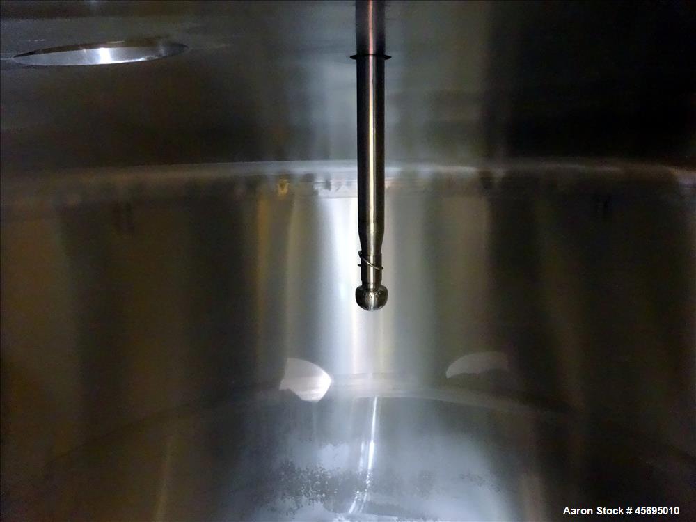 Used Tank, 3500 Gallon, 304 Stainless Steel, Vertical. 96" Diameter x 115" straight side, dished top, sloped bottom. (1) Spray Ball. Openings top 4", 8", 16" man way with cover. 4" Tri-clamp side bot...