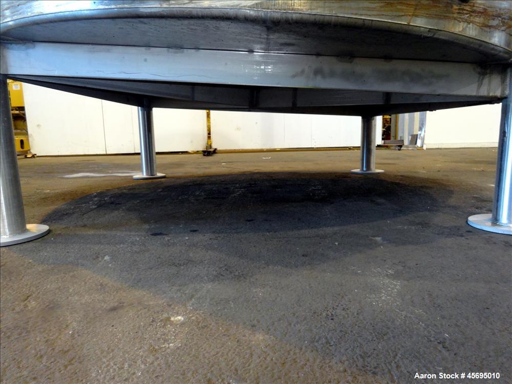 Used Tank, 3500 Gallon, 304 Stainless Steel, Vertical. 96" Diameter x 115" straight side, dished top, sloped bottom. (1) Spray Ball. Openings top 4", 8", 16" man way with cover. 4" Tri-clamp side bot...