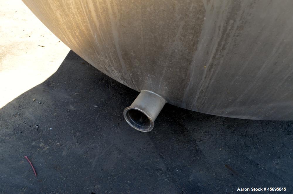 Used Tank, 1400 Gallon, Stainless Steel, Horizontal. 66" Diameter x 82" straight side, dished heads. Openings top (3) 1-1/2", 2", (2) 3", (2) 4", 6", heads 1-1/2", (2) 4" outlets, 18" man way with co...