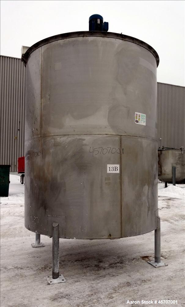 Used- Bright Sheet Metal Tank, Approximately 4,000 Gallon, 304 Stainless Steel, Vertical. 100" diameter x 120" straight side...