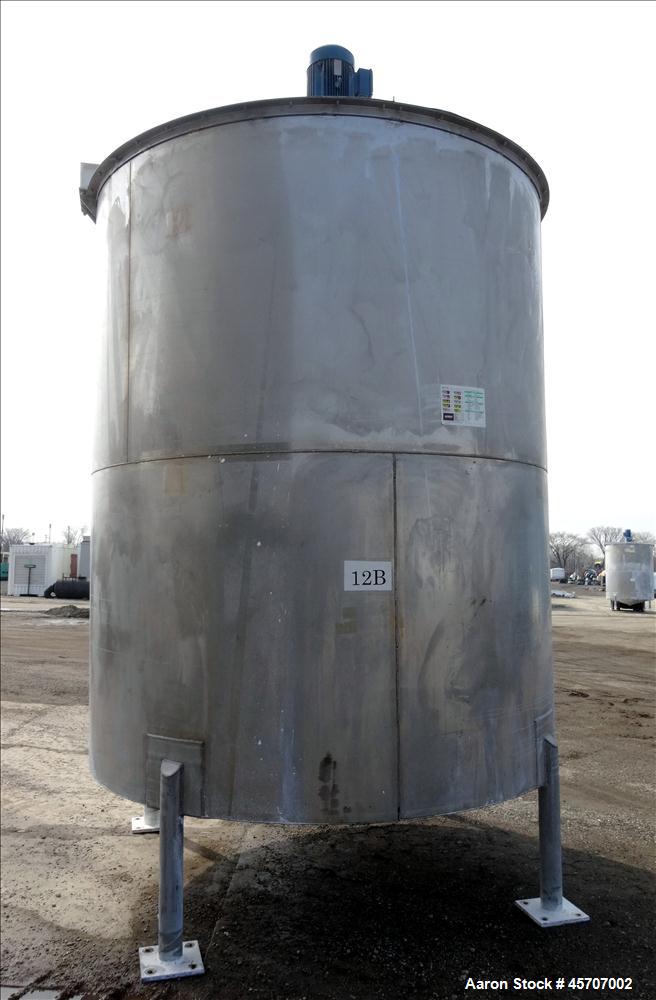 Used Bright Sheet Metal Tank, Approximately 4,000 Gallon, 304 Stainless Steel, Vertical. 100" diameter x 120" straight side. Flat top, coned bottom. 34" x 32" top hinged manway cover, 2" center botto...