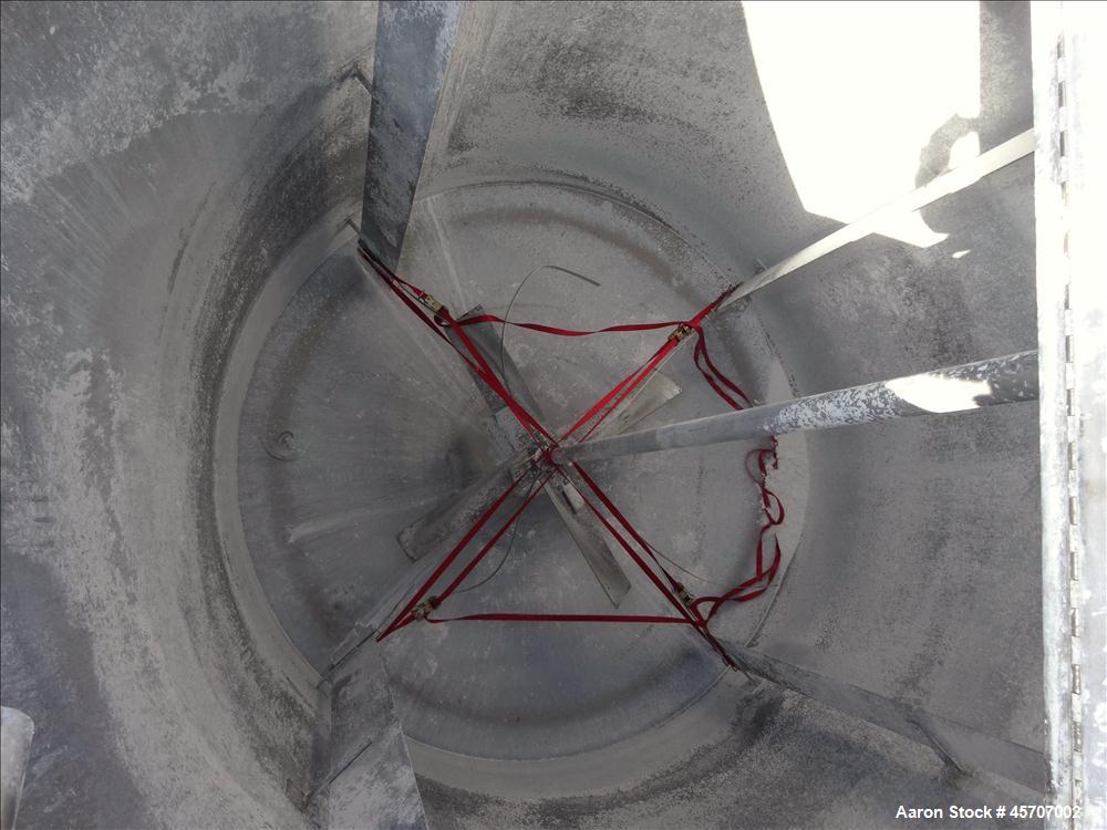 Used Bright Sheet Metal Tank, Approximately 4,000 Gallon, 304 Stainless Steel, Vertical. 100" diameter x 120" straight side. Flat top, coned bottom. 34" x 32" top hinged manway cover, 2" center botto...