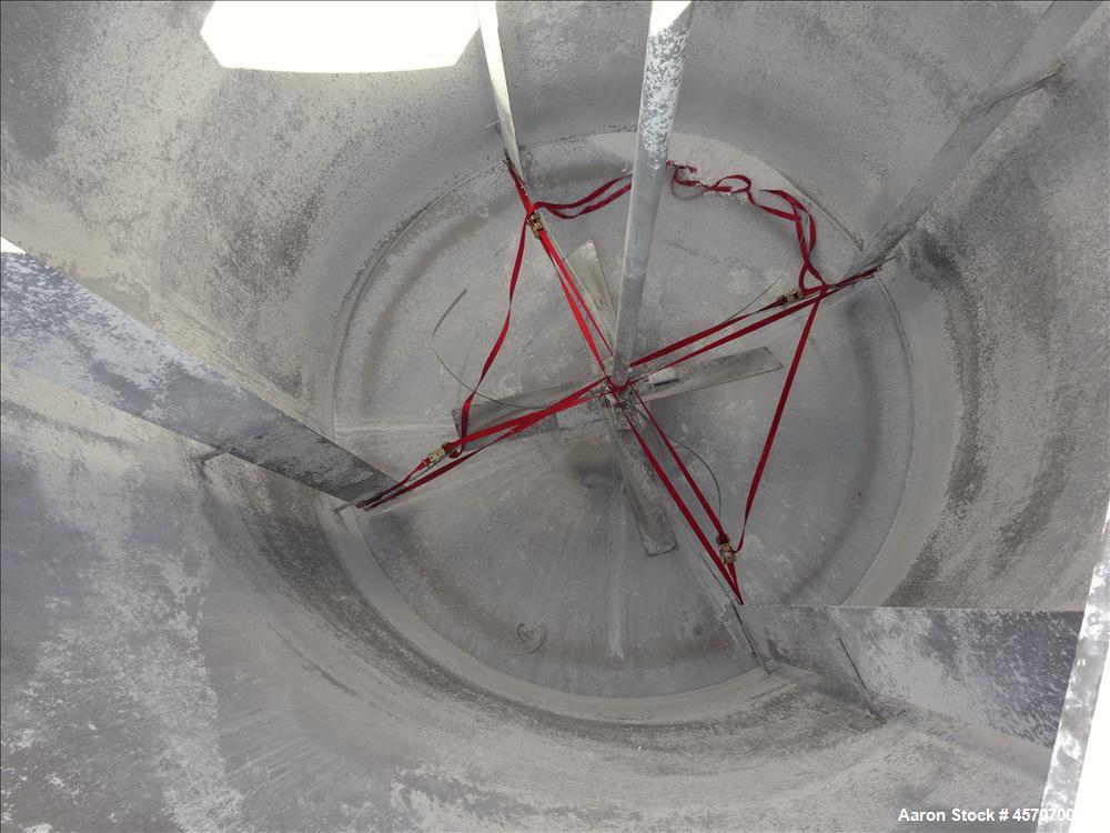Used Bright Sheet Metal Tank, Approximately 4,000 Gallon, 304 Stainless Steel, Vertical. 100" diameter x 120" straight side. Flat top, coned bottom. 34" x 32" top hinged manway cover, 2" center botto...