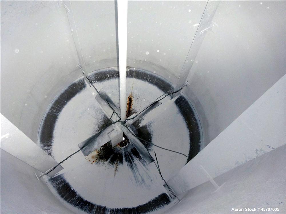 Used Bright Sheet Metal Tank, Approximately 4,000 Gallon, 304 Stainless Steel, Vertical. 100" diameter x 120" straight side. Flat top, coned bottom. 34" x 32" top hinged manway cover, 2" center botto...