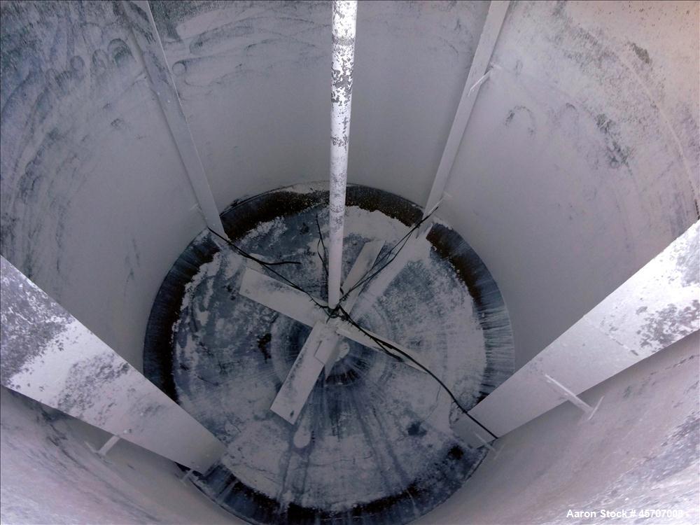 Used Bright Sheet Metal Tank, Approximately 4,000 Gallon, 304 Stainless Steel, Vertical. 100" diameter x 120" straight side. Flat top, coned bottom. 34" x 32" top hinged manway cover, 2" center botto...
