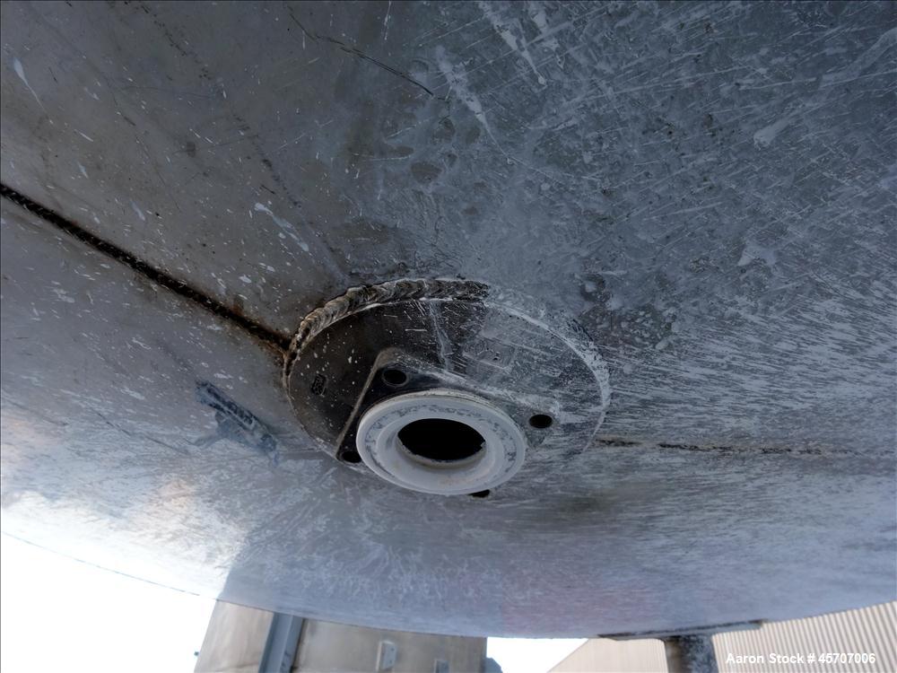 Used Bright Sheet Metal Tank, Approximately 4,000 Gallon, 304 Stainless Steel, Vertical. 100" diameter x 120" straight side. Flat top, coned bottom. 34" x 32" top hinged manway cover, 2" center botto...