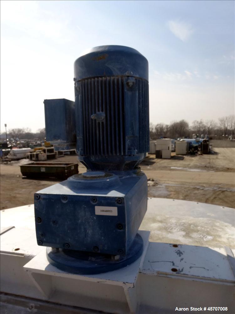 Used Bright Sheet Metal Tank, Approximately 4,000 Gallon, 304 Stainless Steel, Vertical. 100" diameter x 120" straight side. Flat top, coned bottom. 34" x 32" top hinged manway cover, 2" center botto...