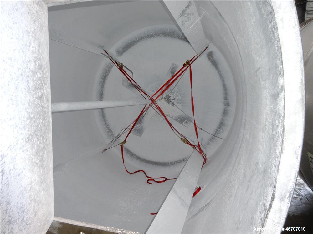 Used Bright Sheet Metal Tank, Approximately 4,000 Gallon, 304 Stainless Steel, Vertical. 100" diameter x 120" straight side. Flat top, coned bottom. 34" x 32" top hinged manway cover, 2" center botto...