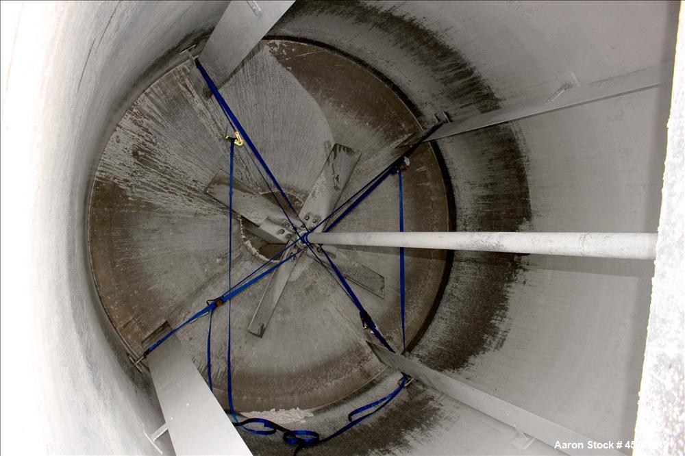 Used Bright Sheet Metal Tank, Approximately 4,000 Gallon, 304 Stainless Steel, Vertical. 100" diameter x 120" straight side. Flat top, coned bottom. 34" x 32" top hinged manway cover, 2" center botto...