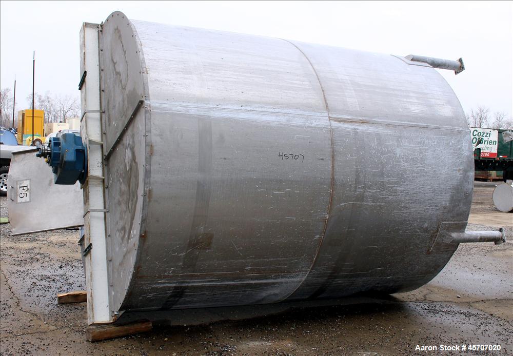 Used- Bright Sheet Metal Tank, Approximately 4,000 Gallon, 304 Stainless Steel, Vertical. 100" diameter x 120" straight side...