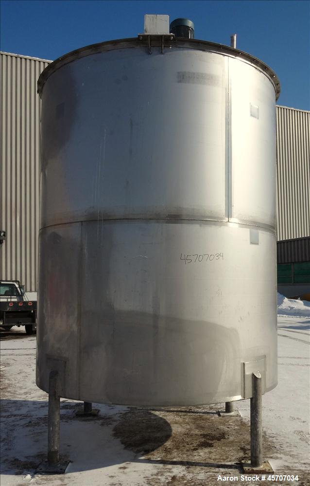 Used- Bright Sheet Metal Tank, Approximately 4,000 Gallon, 304 Stainless Steel, 