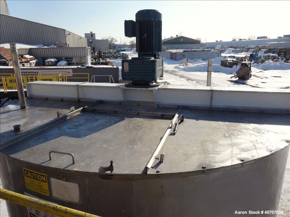 Used- Bright Sheet Metal Tank, Approximately 4,000 Gallon, 304 Stainless Steel, 