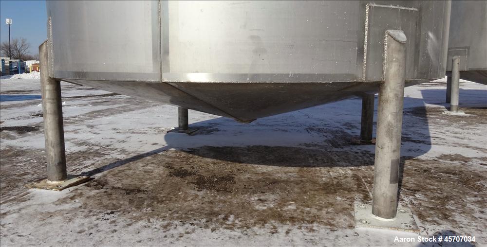 Used- Bright Sheet Metal Tank, Approximately 4,000 Gallon, 304 Stainless Steel, 