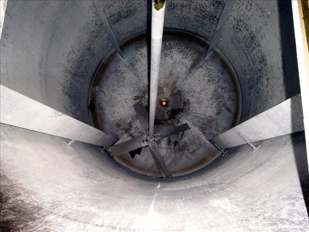 Used Bright Sheet Metal Tank, Approximately 4,000 Gallon, 304 Stainless Steel. 100" diameter x 120" straight side. Cone bottom. 2" center bottom outlet, 34" X 32" top hinged manway cover. (4) Interna...
