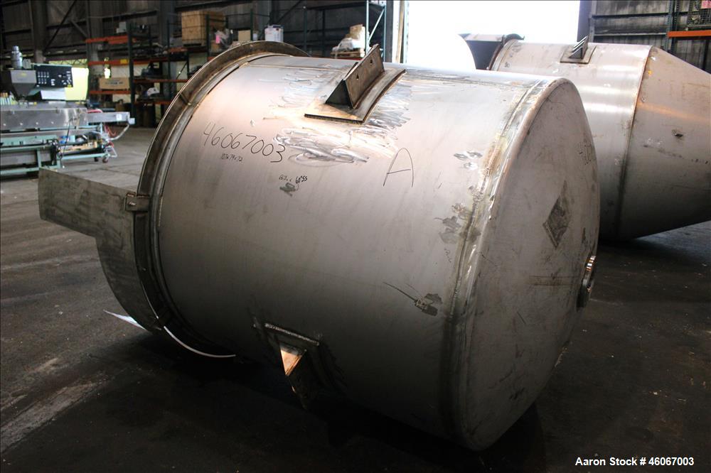 Used Dispersion Tank, Approximately 1000 Gallon, 304 Stainless steel, Vertical. Approximately 66" diameter x 60" straight side. Flat top, dished bottom. Openings top: (1) 8", (1) 6", (1) 3", (2) 2". ...