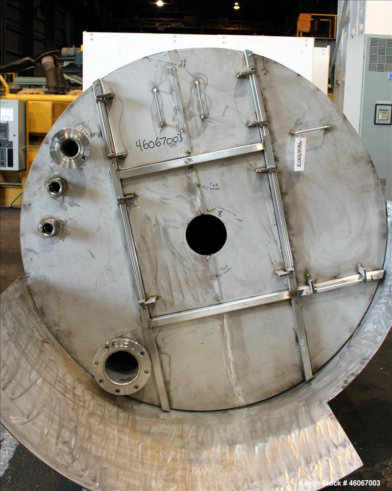 Used Dispersion Tank, Approximately 1000 Gallon, 304 Stainless steel, Vertical. Approximately 66" diameter x 60" straight side. Flat top, dished bottom. Openings top: (1) 8", (1) 6", (1) 3", (2) 2". ...