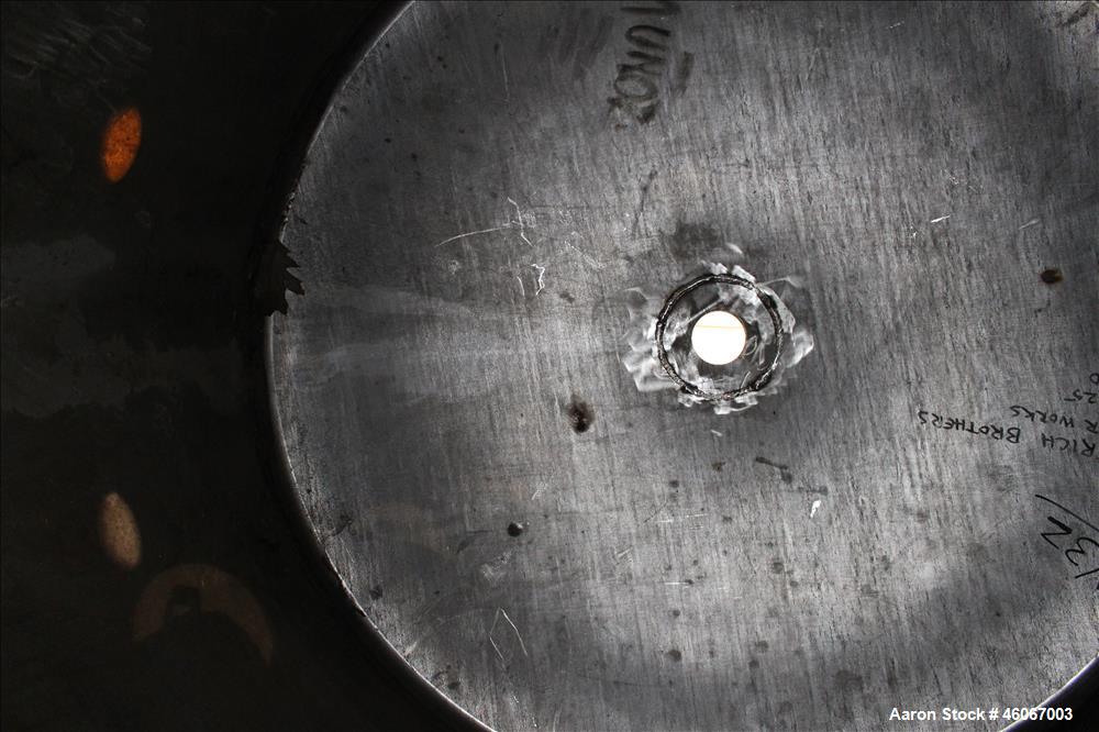 Used Dispersion Tank, Approximately 1000 Gallon, 304 Stainless steel, Vertical. Approximately 66" diameter x 60" straight side. Flat top, dished bottom. Openings top: (1) 8", (1) 6", (1) 3", (2) 2". ...