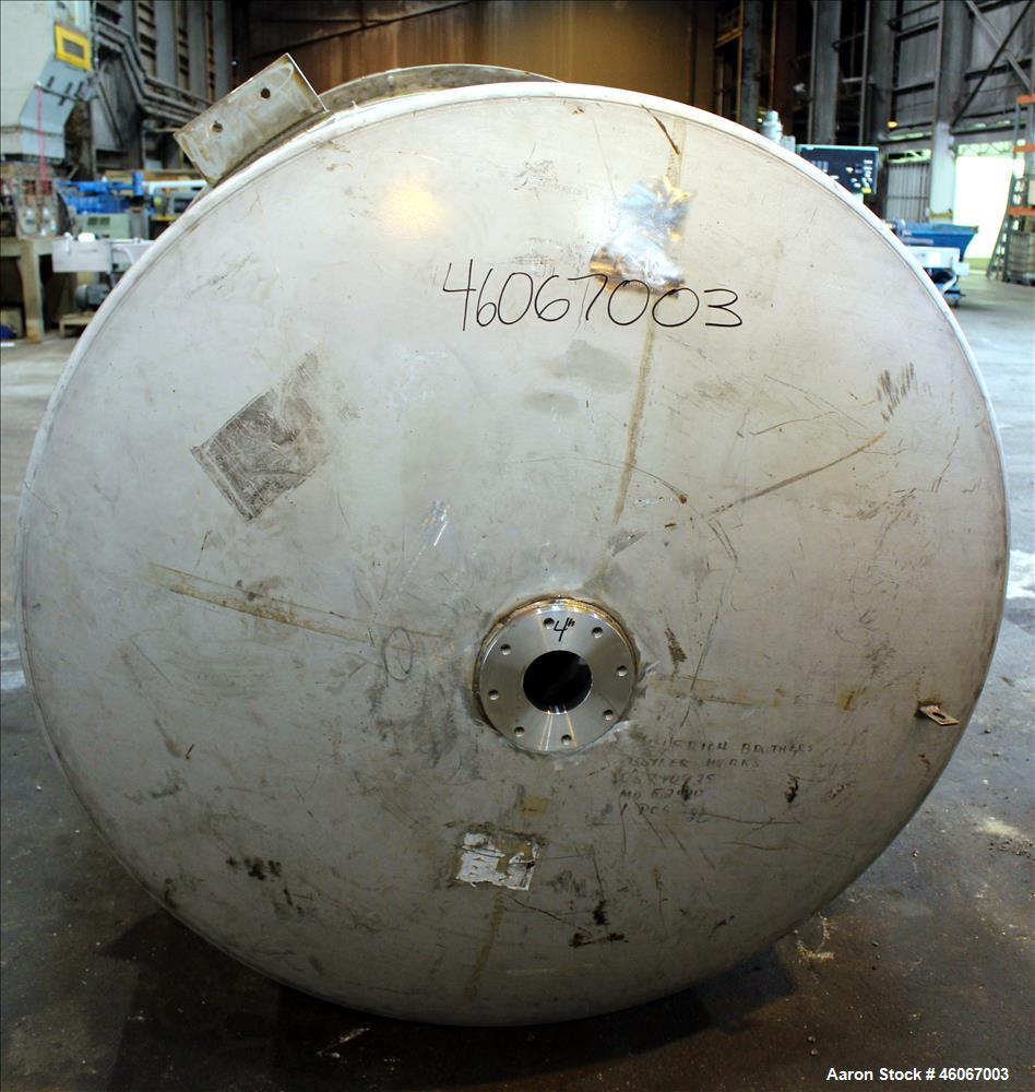 Used Dispersion Tank, Approximately 1000 Gallon, 304 Stainless steel, Vertical. Approximately 66" diameter x 60" straight side. Flat top, dished bottom. Openings top: (1) 8", (1) 6", (1) 3", (2) 2". ...