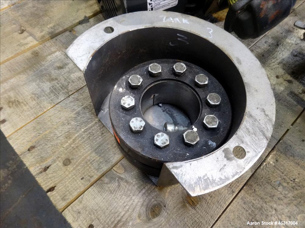 Unused- Tank, Approximately 3,000 Gallon, 304 Stainless steel, Vertical. Approximately 102" diameter x 99" straight side. Flat top with hinged covers, sloped bottom. Top bolt on bridge mounted agitat...