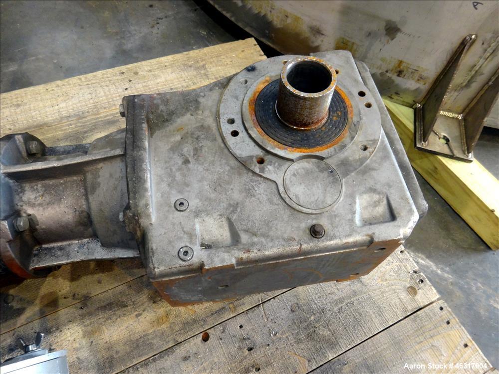 Unused- Tank, Approximately 3,000 Gallon, 304 Stainless steel, Vertical. Approximately 102" diameter x 99" straight side. Flat top with hinged covers, sloped bottom. Top bolt on bridge mounted agitat...