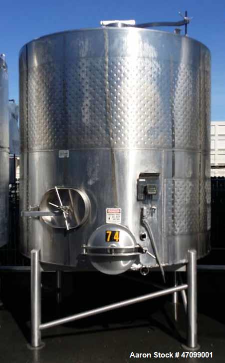 Used- Approximate 3000 Gallon Stainless Steel Jacketed Wine Tank.