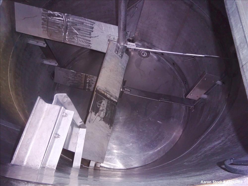 Used Mixing Tank, Approximate 2,000 Gallon, 304 Stainless Steel, Vertical.