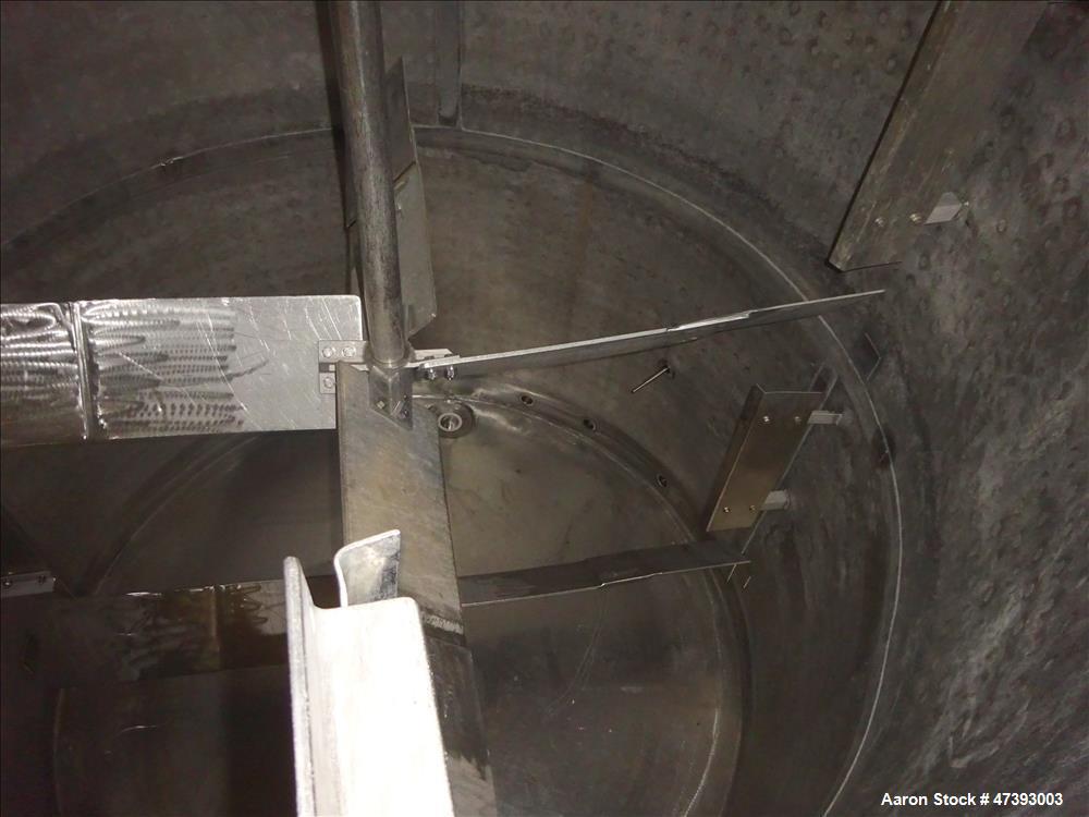 Used Mixing Tank, Approximate 2,000 Gallon, 304 Stainless Steel, Vertical.
