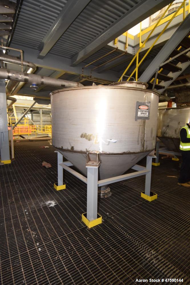 Unused- Outotec Air Release Tank, Approximate 1,339 Gallon, 316 Stainless Steel, Vertical. 86-5/8" Diameter x 39-5/16" straight side, flat top, coned bottom. Side lug mounts with legs.
