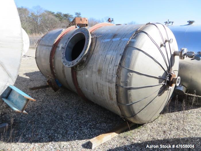 Used Toledo Tank, Approximately 2,600 Gallon, 304 Stainless Steel, Vertical. Approximate 72” diameter x 135” straight side. Internal rated 30 psi at 375 degrees F. 5/16" Wall thickness. Includes a Ch...