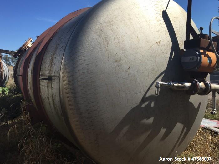Used Falco Tank, Approximately 2,500 Gallon, 304 Stainless Steel, Vertical. Approximate 89” diameter x 138” straight side. Internal rated 40 psi & Full Vacuum. 5/16" Wall thickness. Serial# 1613-932,...
