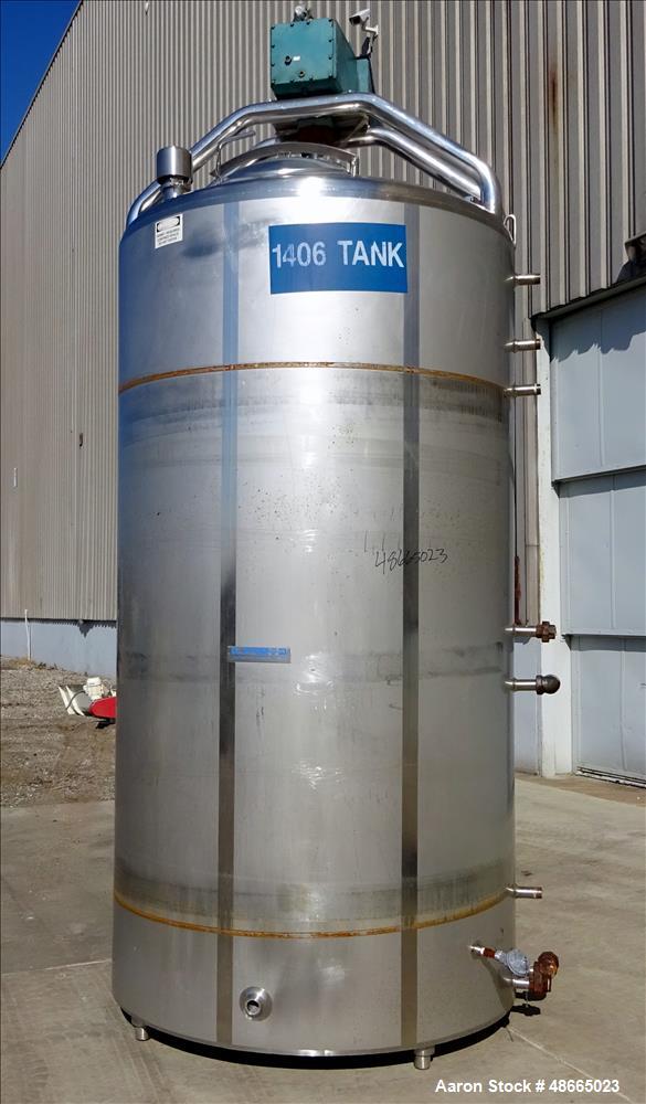 Used Mueller Jacketed Mix Tank, Approximate 1,600 Gallon, 316 Stainless Steel.
