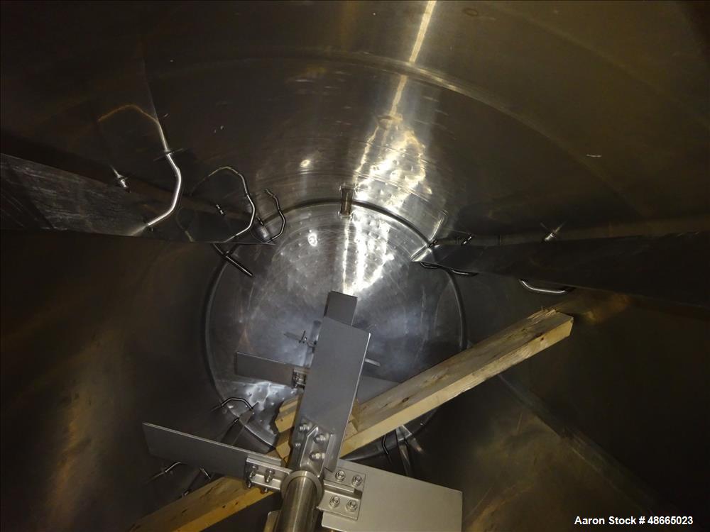 Used Mueller Jacketed Mix Tank, Approximate 1,600 Gallon, 316 Stainless Steel.