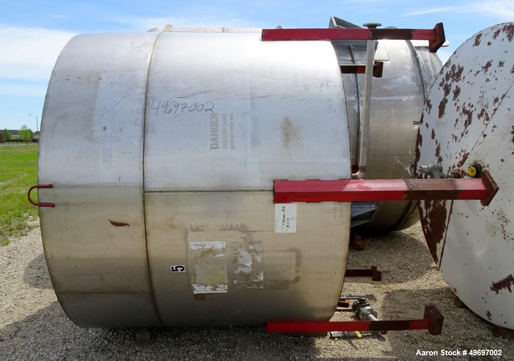 Used- Tank, Approximate 2250 Gallon, Stainless Steel, Vertical.