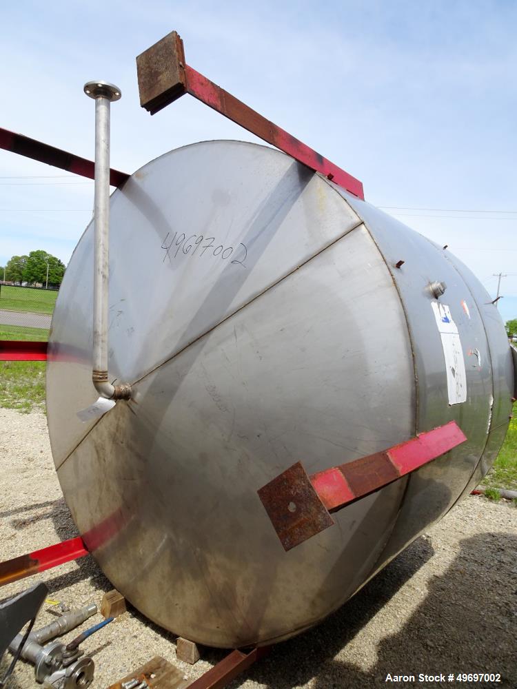 Used- Tank, Approximate 2250 Gallon, Stainless Steel, Vertical.