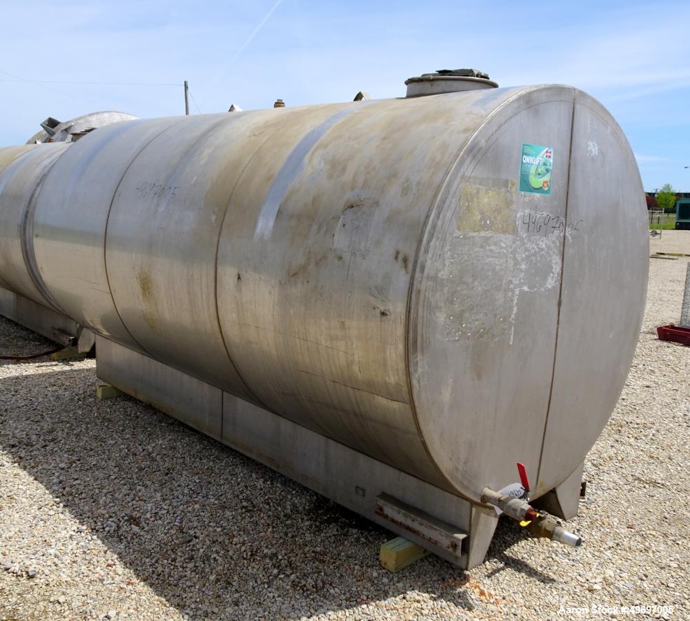 Used- Tank, Approximate 2400 Gallon, Stainless Steel, Horizontal.