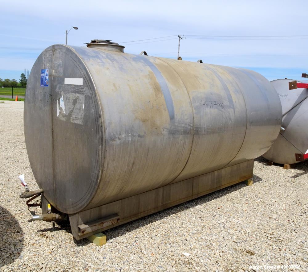 Used Tank, Approximate 2400 Gallon, Stainless Steel, Horizontal