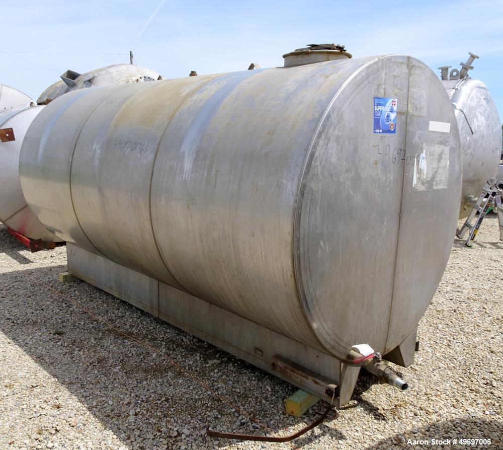 Used- Tank, Approximate 2400 Gallon, Stainless Steel, Horizontal