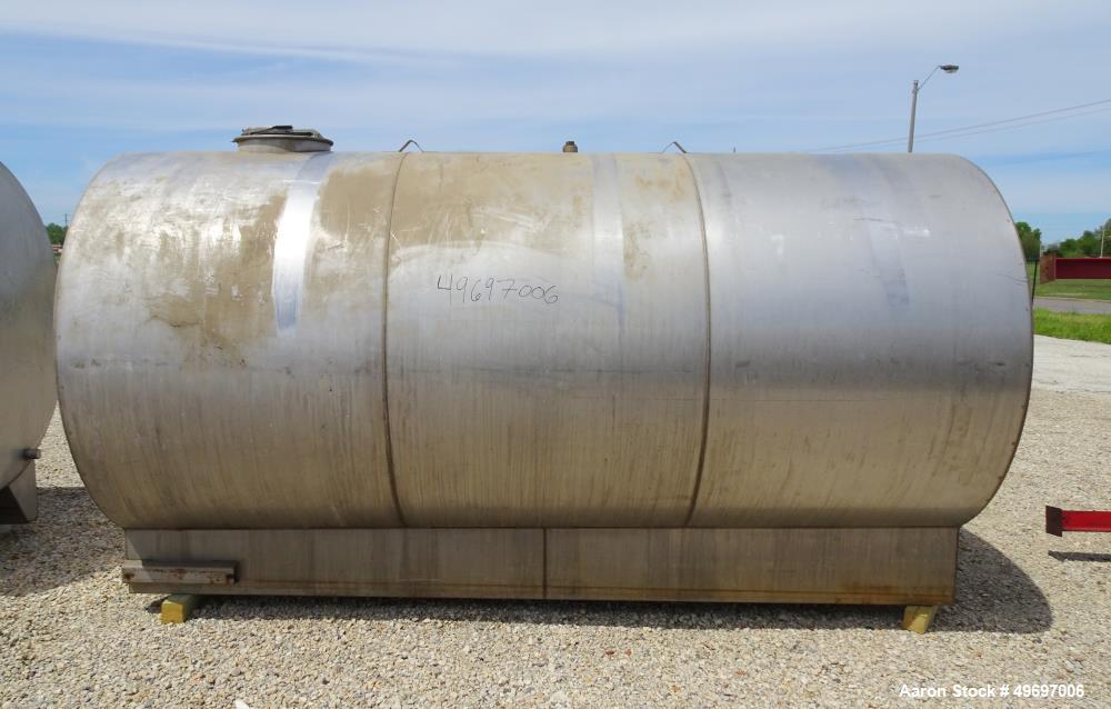 Used- Tank, Approximate 2400 Gallon, Stainless Steel, Horizontal