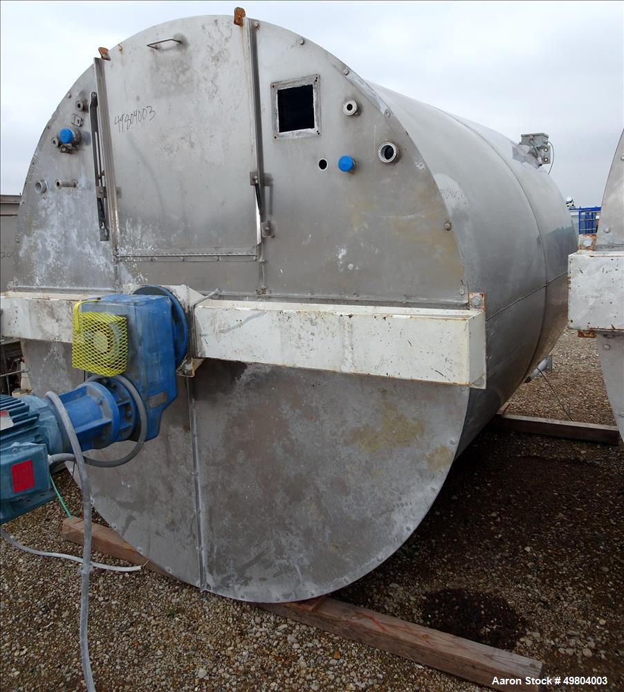 Used- Bright Sheet Metal Tank, Approximately 3,000 Gallon, 304 Stainless Steel,