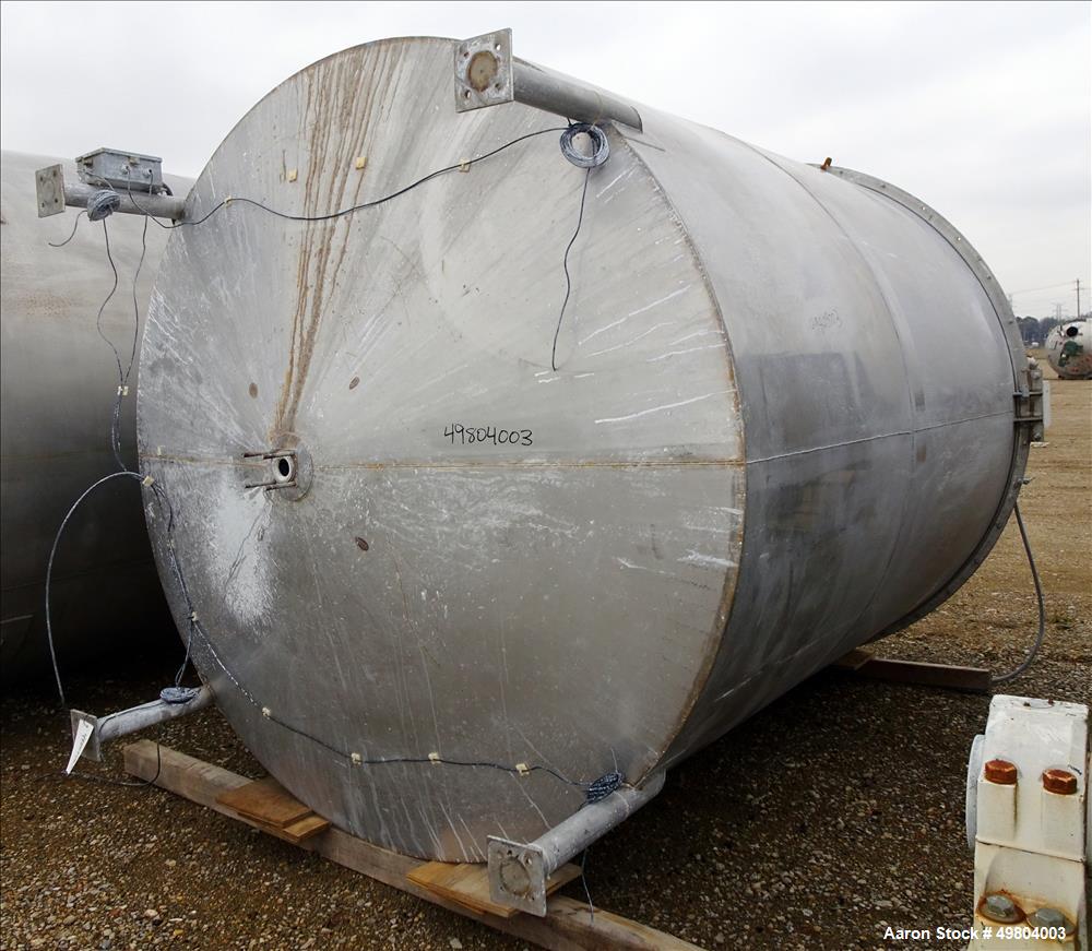 Used- Bright Sheet Metal Tank, Approximately 3,000 Gallon, 304 Stainless Steel,