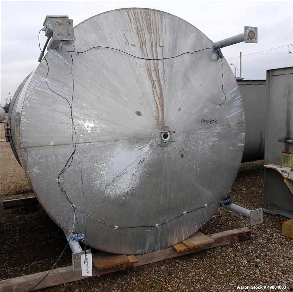 Used- Bright Sheet Metal Tank, Approximately 3,000 Gallon, 304 Stainless Steel,