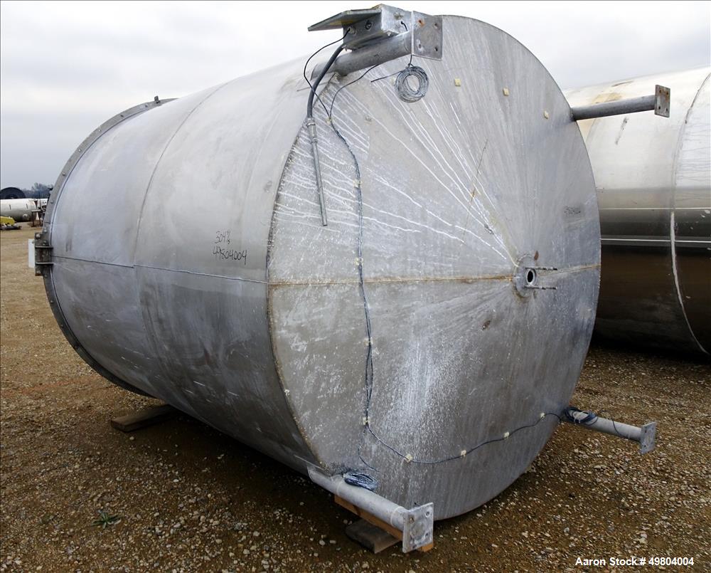 Used- Bright Sheet Metal Tank, Approximately 3,000 Gallon, 304 Stainless Steel