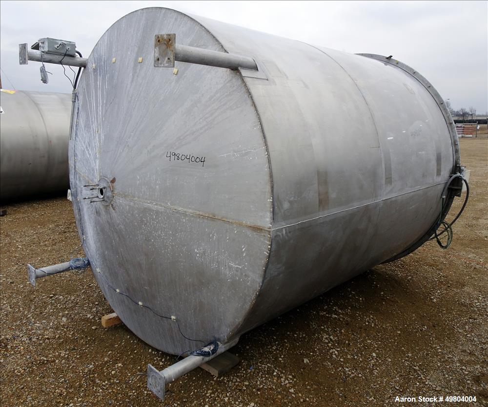 Used- Bright Sheet Metal Tank, Approximately 3,000 Gallon, 304 Stainless Steel