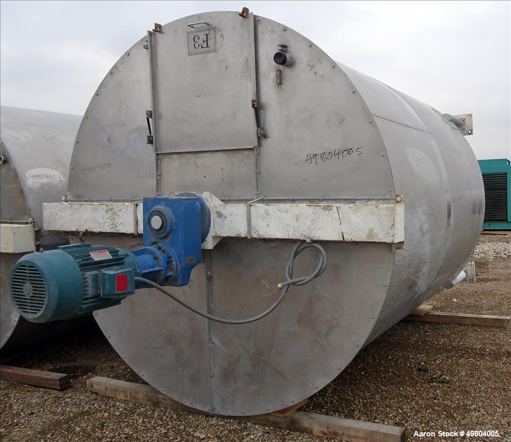 Used- Bright Sheet Metal Tank, Approximately 4,000 Gallon, 304 Stainless Steel