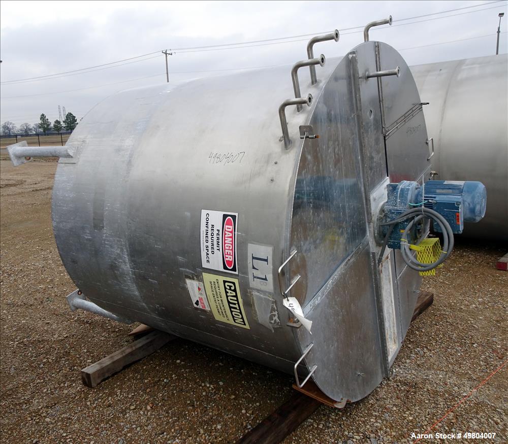 Used- Bright Sheet Metal Tank, Approximately 1,000 Gallon, 304 Stainless Steel